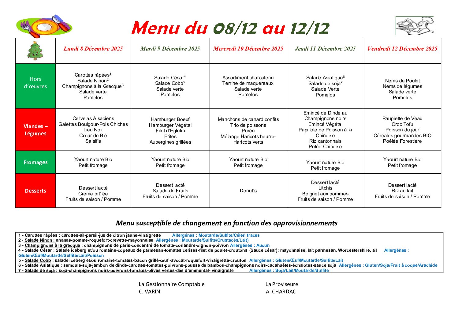 du 08 Déc au 12 Déc